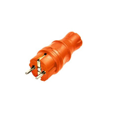 Вилка с заземлением, 16А, каучук, прямая, оранжевая, Mutlusan