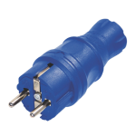 Вилка с заземлением, 16А, каучук, прямая, синяя, Mutlusan