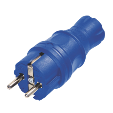 Вилка с заземлением, 16А, каучук, прямая, синяя, Mutlusan