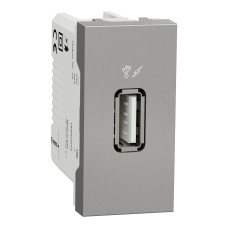 Розетка USB 2.0 одинарная 1.05А тип A (1 модуль) Unica New Schneider Electric алюминий NU342830