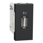 Розетка USB 2.0 одинарная 1.05А тип A (1 модуль) Unica New Schneider Electric антрацит NU342854