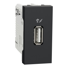 Розетка USB 2.0 одинарная 1.05А тип A (1 модуль) Unica New Schneider Electric антрацит NU342854