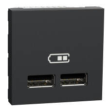Розетка USB 2.0 двойная 2.1А тип A+A (2 модуля) Unica New Schneider Electric антрацит NU341854