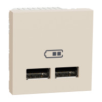 Розетка USB 2.0 двойная 2.1А тип A+A (2 модуля) Unica New Schneider Electric бежевая NU341844