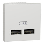 Розетка USB 2.0 подвійна 2.1А тип A+A (2 модулі) Unica New Schneider Electric біла NU341818