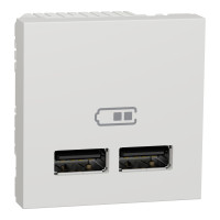Розетка USB 2.0 двойная 2.1А тип A+A (2 модуля) Unica New Schneider Electric белая NU341818