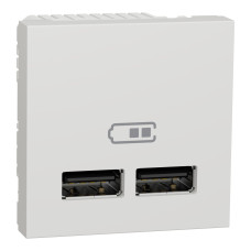 Розетка USB 2.0 двойная 2.1А тип A+A (2 модуля) Unica New Schneider Electric белая NU341818
