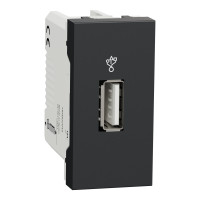 Розетка USB 3.0 одинарная тип A (1 модуль) Unica New Schneider Electric антрацит NU342954