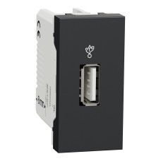 Розетка USB 3.0 одинарная тип A (1 модуль) Unica New Schneider Electric антрацит NU342954