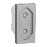Розетка без ж/к со шторками 16А 1 модуль Unica New Schneider Electric aлюминий NU303130