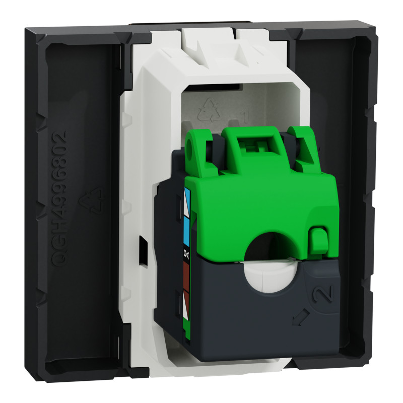 Розетка компьютерная RJ45 кат.5 UTP (2 модуля) Unica New Schneider Electric антрацит NU341154