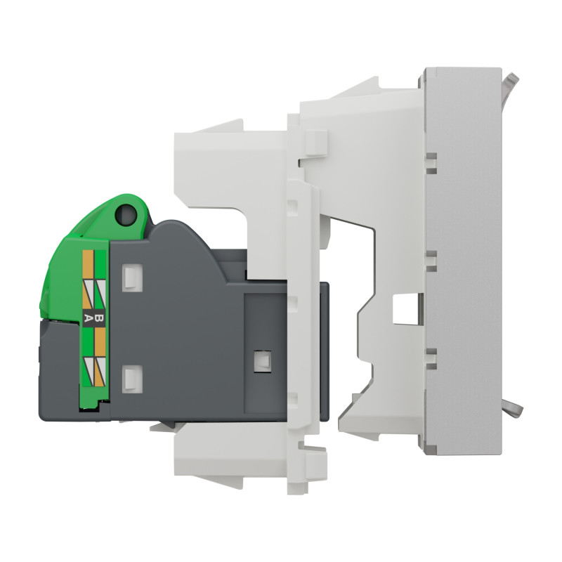 Розетка компьютерная RJ45 кат.6 STP (2 модуля) Unica New Schneider Electric алюминий NU341730