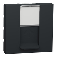 Розетка компьютерная RJ45 кат.6 UTP (2 модуля) Unica New Schneider Electric антрацит NU341554