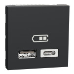 Розетка двойная USB тип A+C Unica New Schneider Electric антрацит NU301854