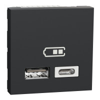 Розетка двойная USB тип A+C Unica New Schneider Electric антрацит NU301854