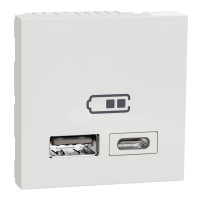 Розетка двойная USB тип A+C Unica New Schneider Electric белая NU301818