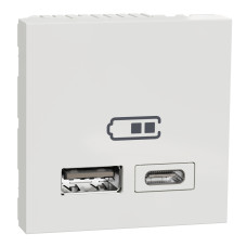 Розетка двойная USB тип A+C Unica New Schneider Electric белая NU301818
