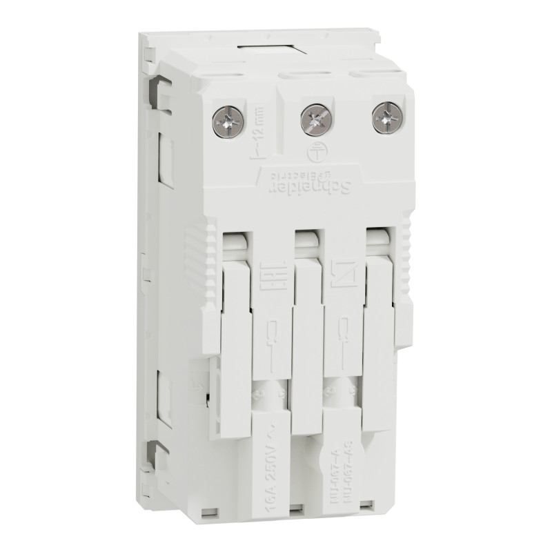 Розетка подвійна з заземленням та шторками білий Unica New Schneider Electric NU306718A