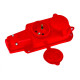 Колодка 2 гнезда с заземлением, 16А, каучук, (IP44), красная, Mutlusan