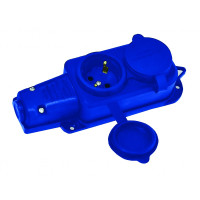 Колодка 2 гнезда с заземлением, 16А, каучук, (IP44), синяя, Mutlusan