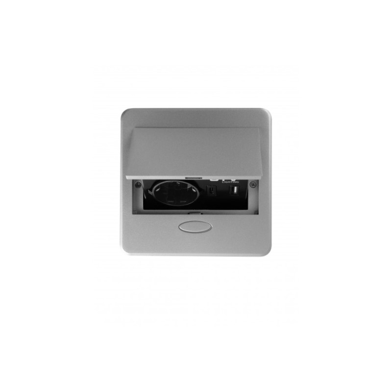 Меблева розетка в стільницю врізна GTV AVARO, 1хSHUKO, USB A+C, кабель 1.5 м, алюміній AE-PB1SAVA-53N