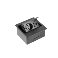 Меблева розетка AVARO, 1хSHUKO, USB A+C, кабель 1.5 м, чорний AE-PB1SAVA-20N