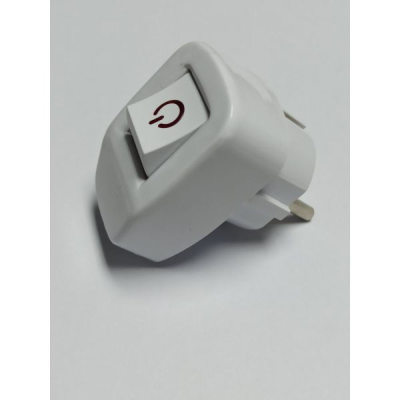 Вилка ERKA 1005, угловая 16А, ж/к с выключателем, белая