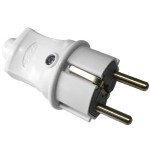 Вилка с заземлением прямая белая 16А ERKA 1002