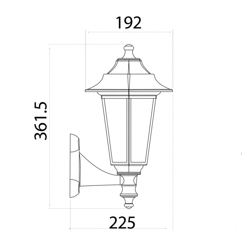 Світильник садовий FLORA, настінний з ніжкою, 40W, E27, IP44, ударостійкий PC/PP, чорний