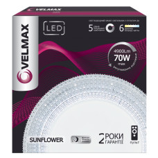 Світлодіодний світильник-люстра з пультом VELMAX V-CL-SUNFLOWER, 70W, smart, 3000K-6500K, 4900Lm (23-41-14-1)