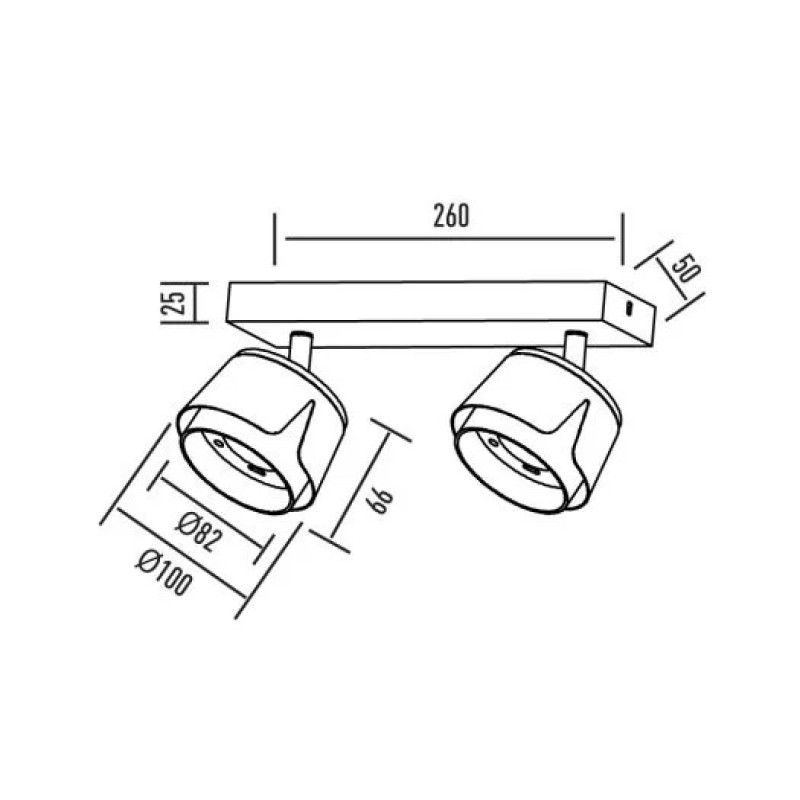 Светильник спот точечный поворотный накладной без лампы MAXUS Spot Flora Base GX53x2 White Golden 2-MAX-SF-GX53-WG