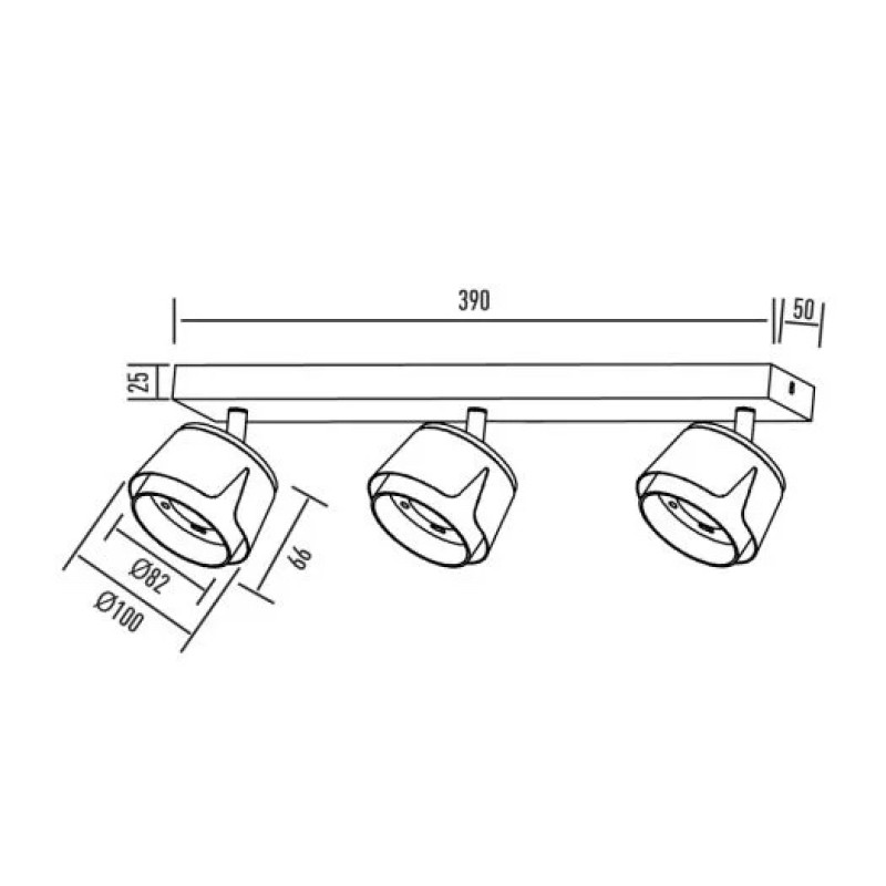 Светильник спот точечный поворотный накладной без лампы MAXUS Spot Flora Base GX53x3 Black Golden 3-MAX-SF-GX53-BG