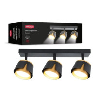 Светильник спот точечный поворотный накладной без лампы MAXUS Spot Flora Base GX53x3 Black Golden 3-MAX-SF-GX53-BG