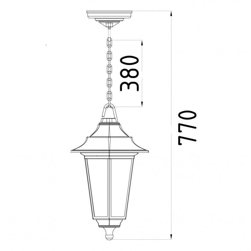 Подвесной садовый светильник FLORA, потолочный, 40W, E27, IP67, ударопрочный PC/PP, черный (38-52-28)