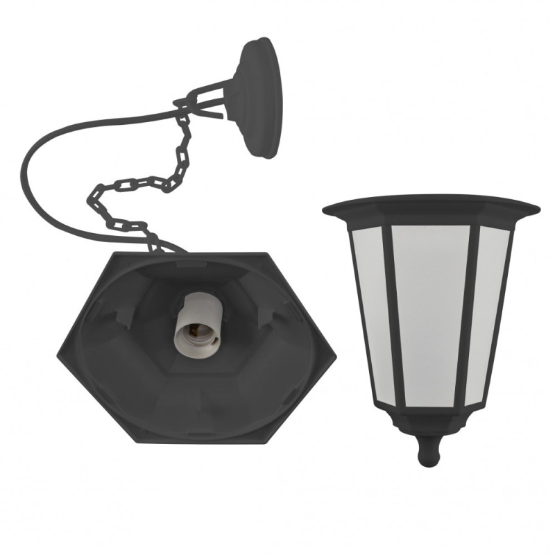 Подвесной садовый светильник FLORA, потолочный, 40W, E27, IP67, ударопрочный PC/PP, черный (38-52-28)