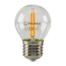 Светодиодная LED лампа VELMAX V-Filament-G45, 2W, E27, оранжевый, 200Lm (21-41-35)