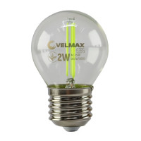 Светодиодная LED лампа VELMAX V-Filament-G45, 2W, E27, зеленая, 200Lm (21-41-33)