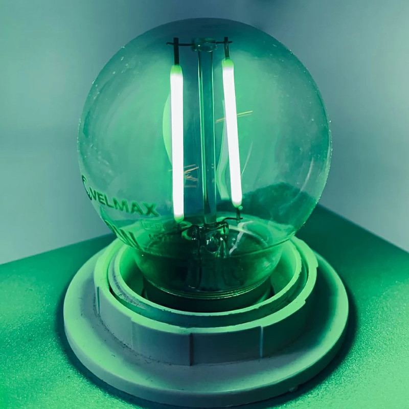 Світлодіодна LED лампа VELMAX V-Filament-G45, 2W, E27, зелена, 200Lm (21-41-33)