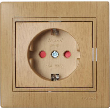 Розетка Mira дуб классический 1-я с/с с защитой от детей 701-5151-124В