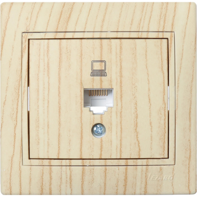 Розетка одинарная компьютерная LEZARD Mira дуб отбеленный 701-5252-139