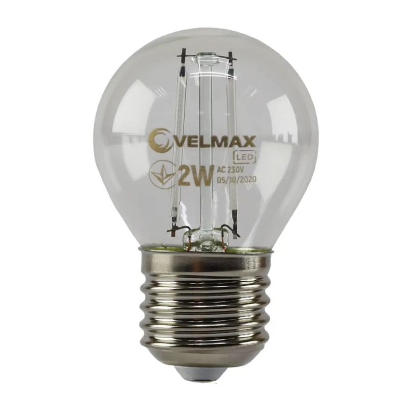 Светодиодная LED лампа VELMAX V-Filament-G45, 2W, E27, синяя, 200Lm (21-41-34)