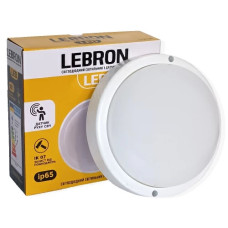 Светильник светодиодный ЖКХ LED LEBRON L-WLR-S, 8W, круглый, 4100K, 720Lm, IP65, СВЧ датчик движения 15-37-30