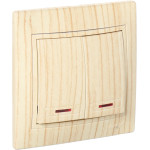 Выключатель двухклавишный с подсветкой LEZARD Mira дуб отбеленный 701-5252-112 