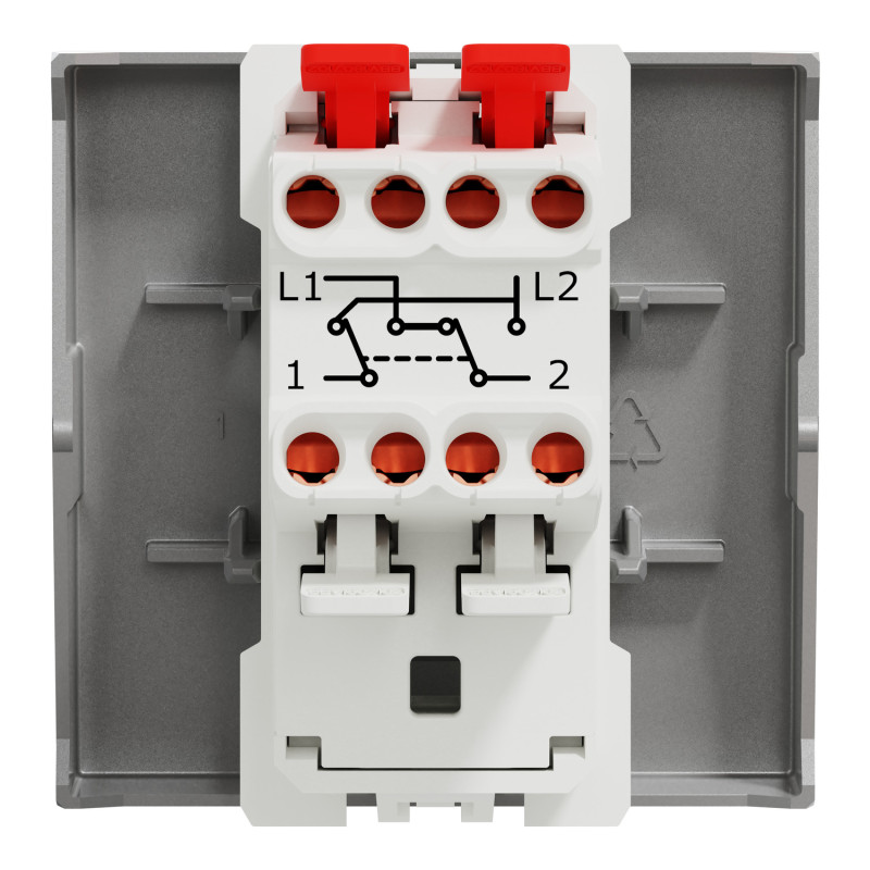 Переключатель перекрестный 1-клавишный (2 модуля) 10А Unica New Schneider Electric алюминий NU320530