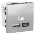 Двойная USB розетка A+C Unica New Schneider Electric алюминий NU301830