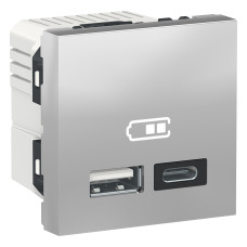 Двойная USB розетка A+C Unica New Schneider Electric алюминий NU301830