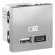 Двойная USB розетка A+C Unica New Schneider Electric алюминий NU301830
