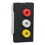 Розетка 3 RCA (1 модуль) Unica New Schneider Electric антрацит NU343154