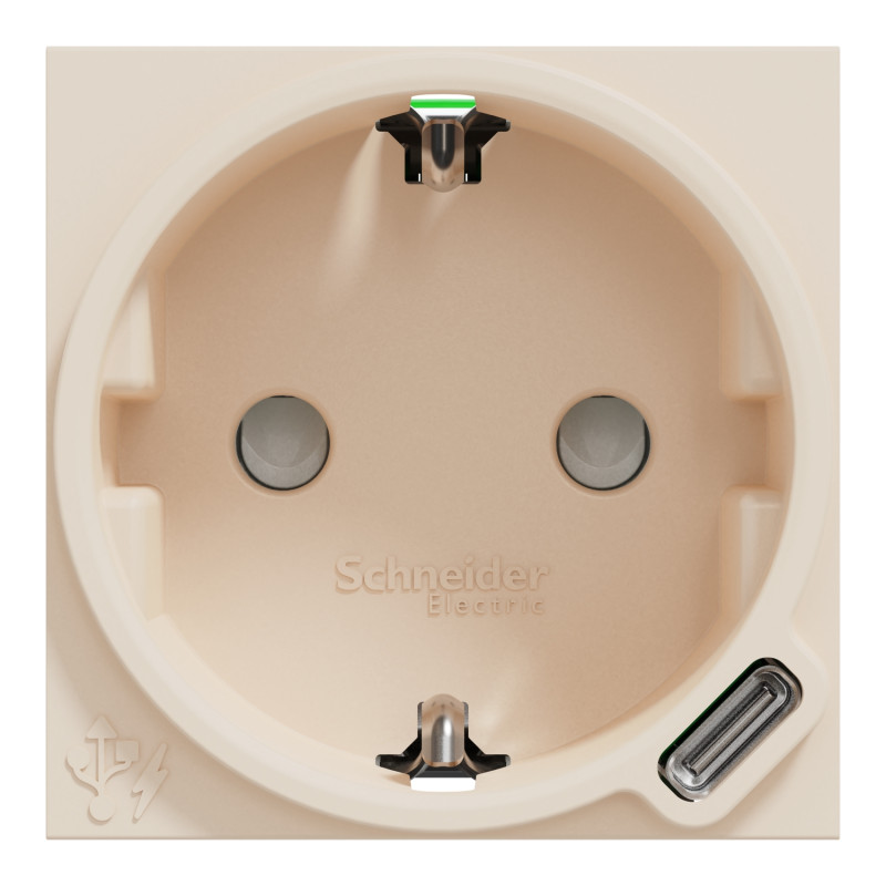 Розетка и USB тип С 10,5 Вт 2 модуля New Unica Schneider Electric бежевая NU301744