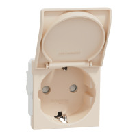 Розетка с ж/к, шторками и крышкой 16А Unica New Schneider Electric бежевая NU303744TA
